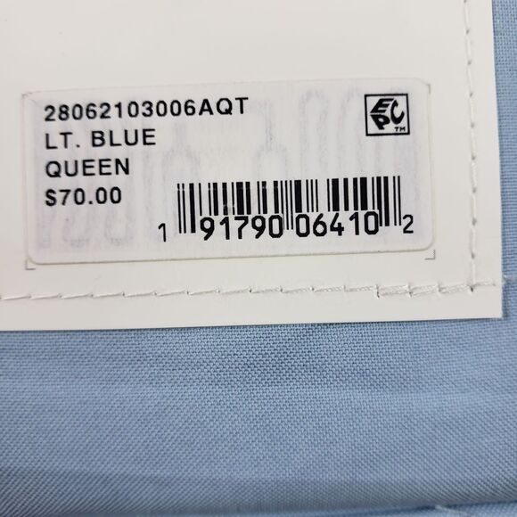 AQ Textiles Percale Sheet Set Queen Solid Blue 4 pc 220 Thread Count - Picture 9 of 9